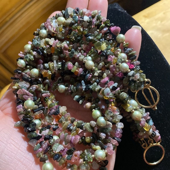 Multi strand tourmaline w/earrings set - Picture 8 of 9